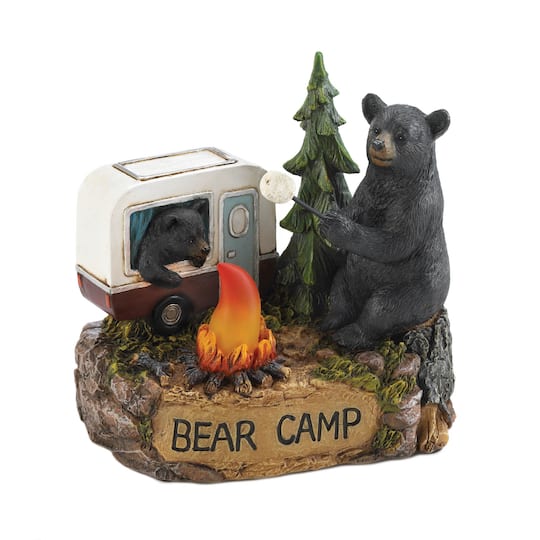 5&#x22; Camping Bear Family Light Up Figurine